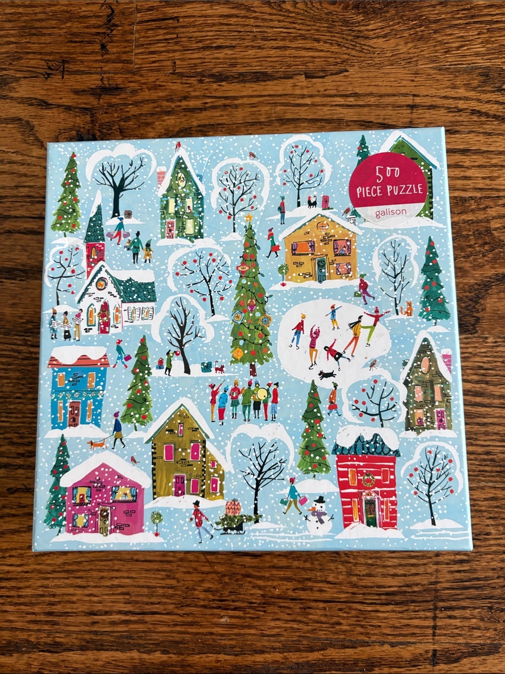 500-Piece Holiday Village Puzzle - Light Blue Box Art